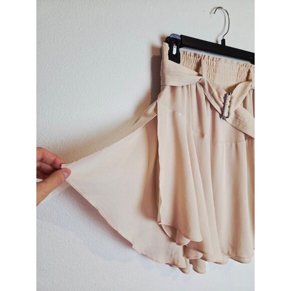 A.L.C. 100% Silk Skirt Womens 0 Mini Layered Ruffle Beige Nude Asymmetrical Hem - Picture 4 of 10
